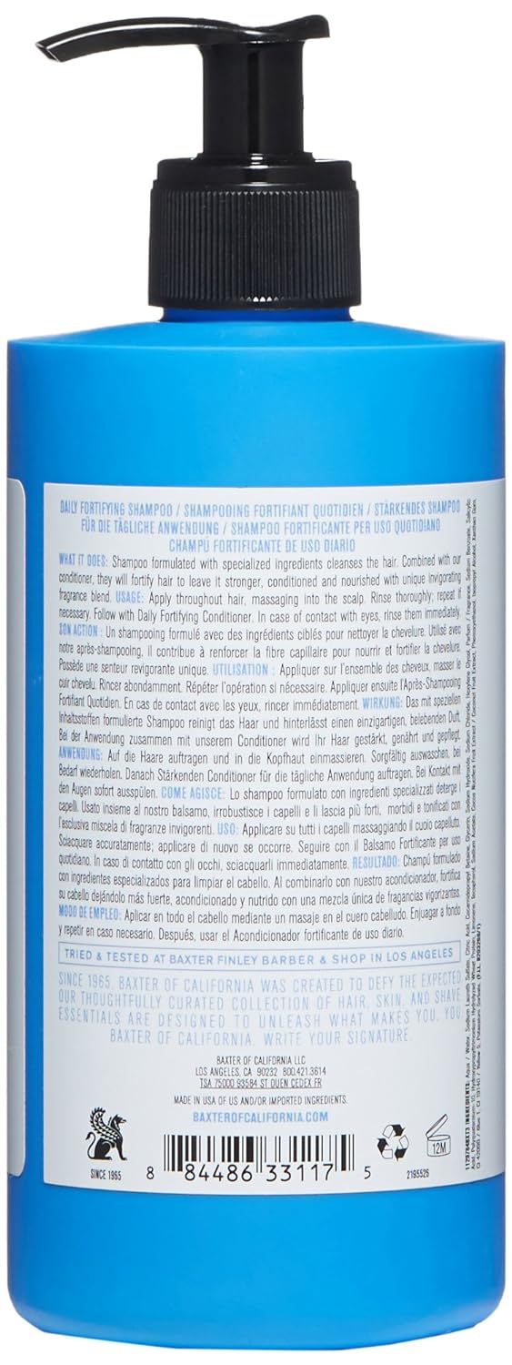  Baxter of California Daily Fortifying Shampoo for Men | All Hair Types| Cleanses and Strengthens | Fresh Mint Scent | Fathers Day Gift Guide