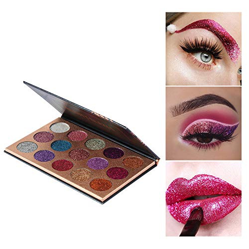  BestLand 15 Colors Glitter Eyeshadow Palette Shimmer Ultra Pigmented Makeup Eye Shadow Powder Long Lasting Waterproof