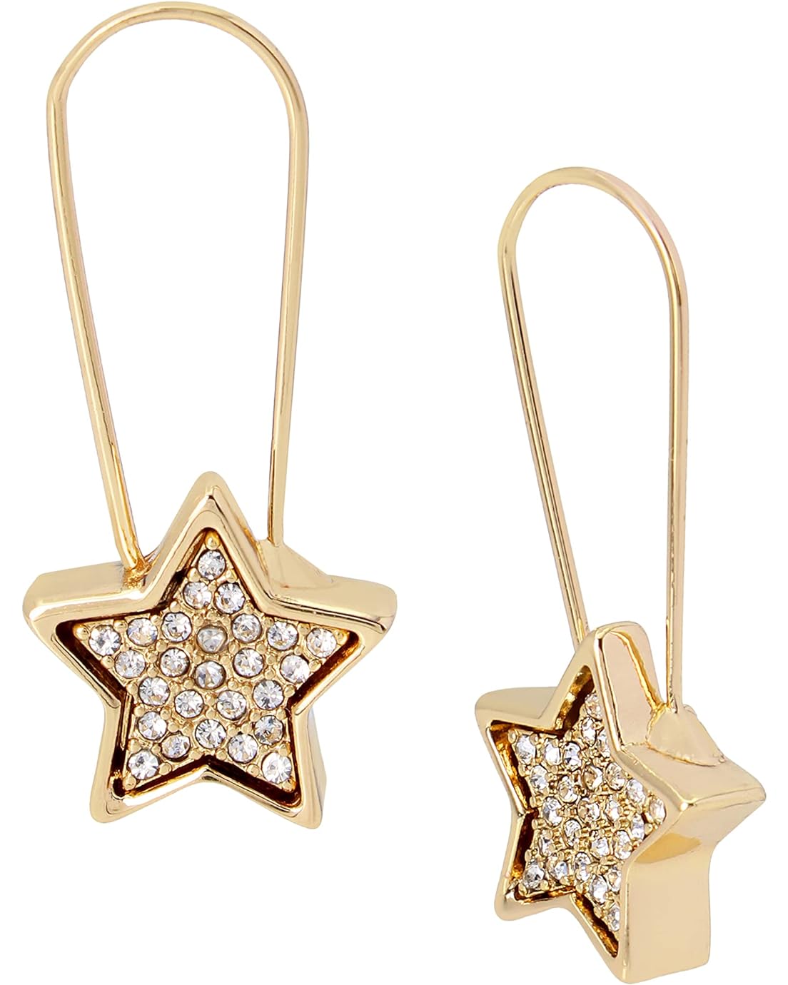 Betsey Johnson Star Safety Pin Drop Earrings