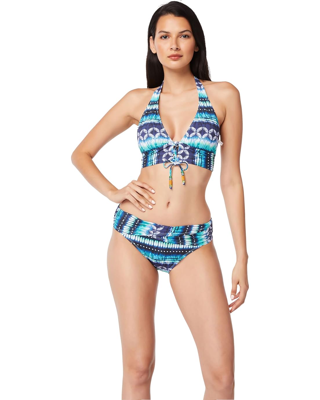 Bleu Rod Beattie Sun Sea and Sand Lace-Up Halter Bikini Top
