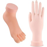 Blizzow Training Hand and Practice Foot Flexible Movable Soft Silicone Fixable Hand & Fake Foot for DIY Nail Art Training Display Manicure Practice Tool (Left Foot+Right Hand)