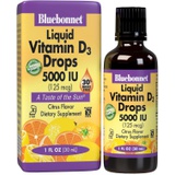 Bluebonnet Nutrition Liquid Vitamin D3 Drops 5000 IU, Aids in Muscle and Skeletal Growth, D3, Non GMO, Gluten Free, Soy Free, Dairy Free, Kosher, Citrus Flavor (743715003781), 1 Fl