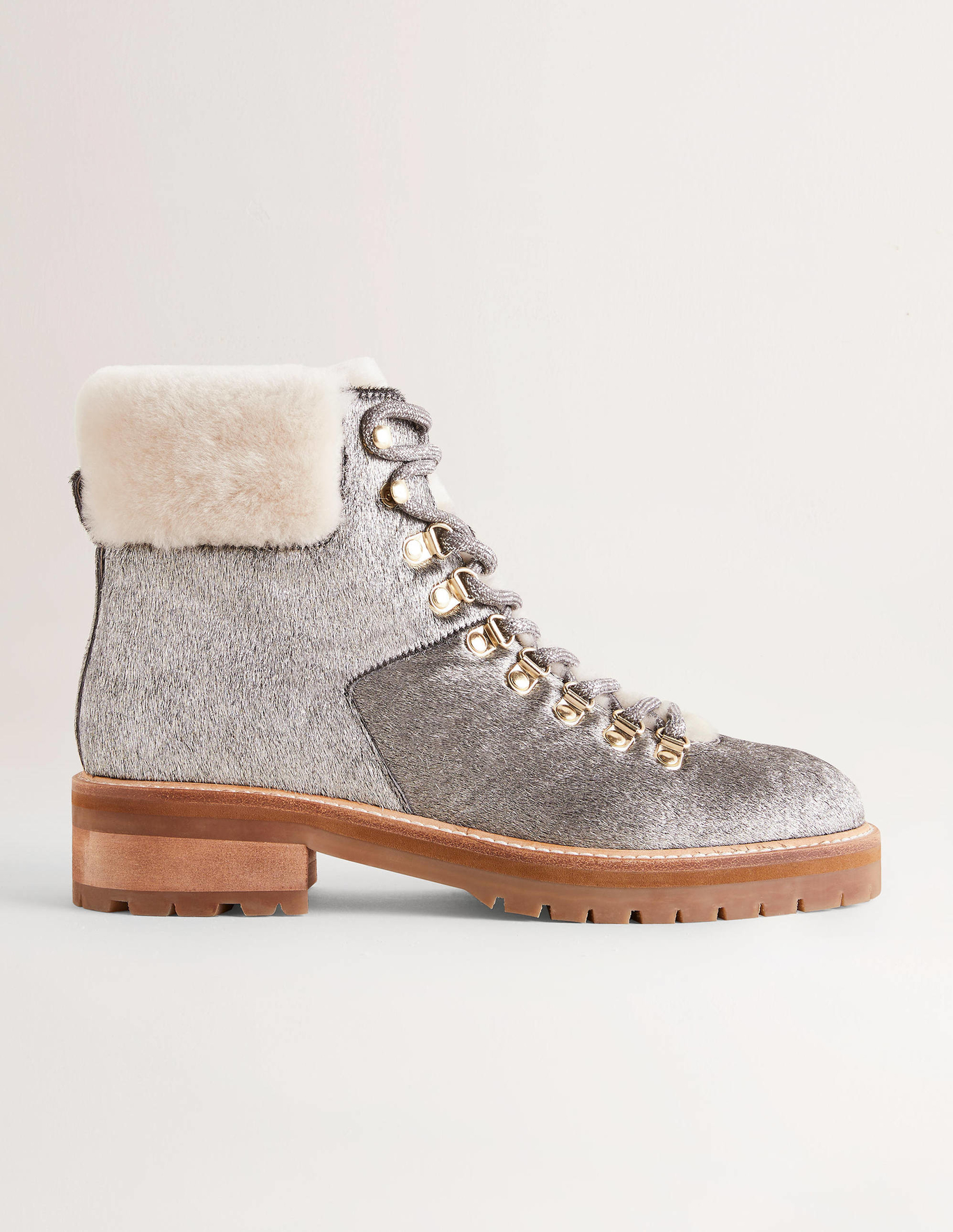Boden Lace-up Hiking Boots - Silver