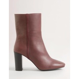 Boden Leather Ankle Boots - Maroon