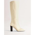 Boden Knee High Leather Boots - Off White