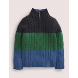 Boden Colorblock Half Zip Cable Knit Sweater - Multi Colourblock