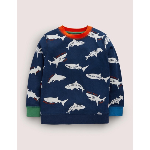 보덴 Boden Printed Sweatshirt - College Navy/ Ivory Sharks