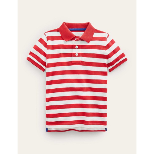 보덴 Boden Pique Polo Shirt - Breton Ivory/Red