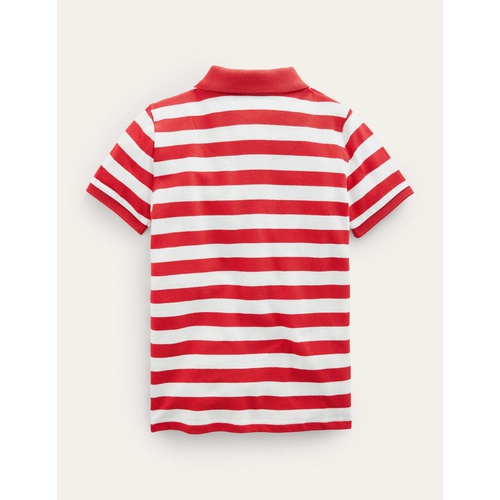 보덴 Boden Pique Polo Shirt - Breton Ivory/Red