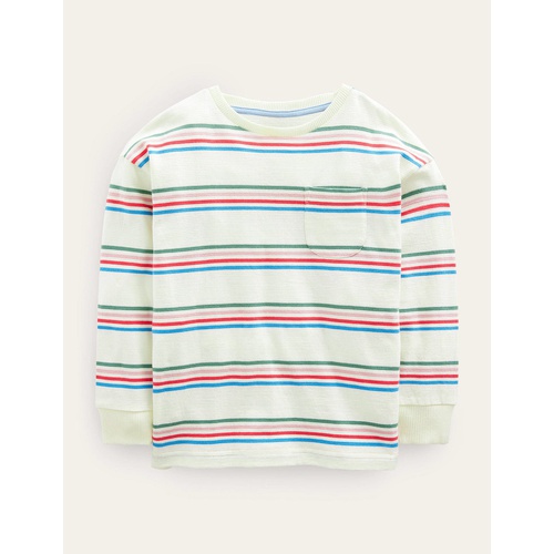보덴 Boden Long Sleeve Textured T-shirt - Ivory/Csarite/Surf