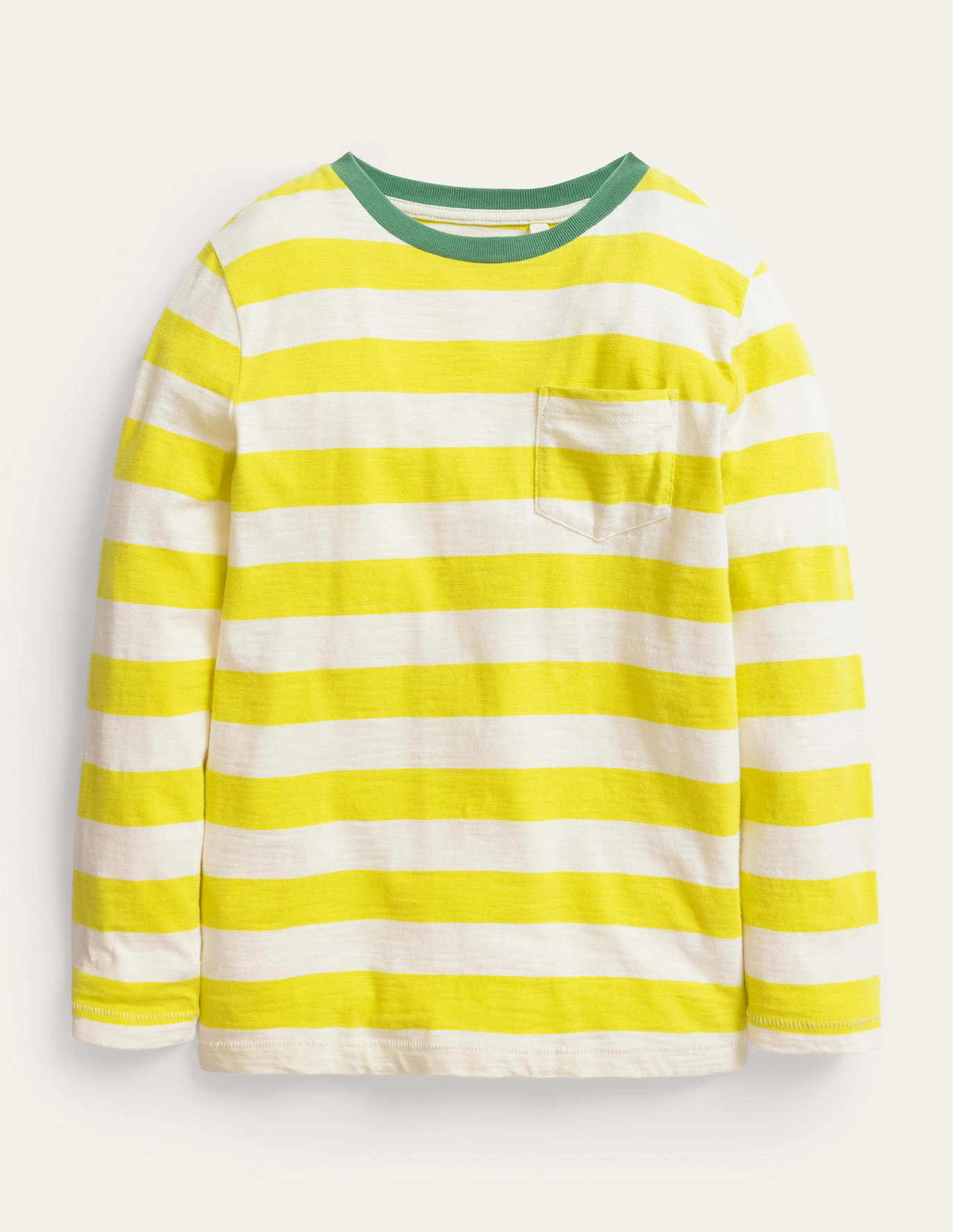Boden Long-sleeved Washed T-shirt - Gooseberry/Vanilla pod