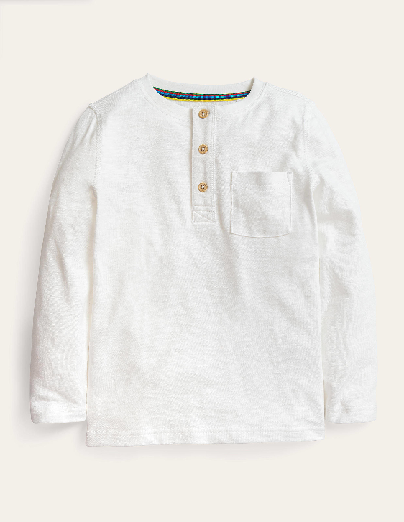 Boden Long Sleeve Henley T-shirt - White