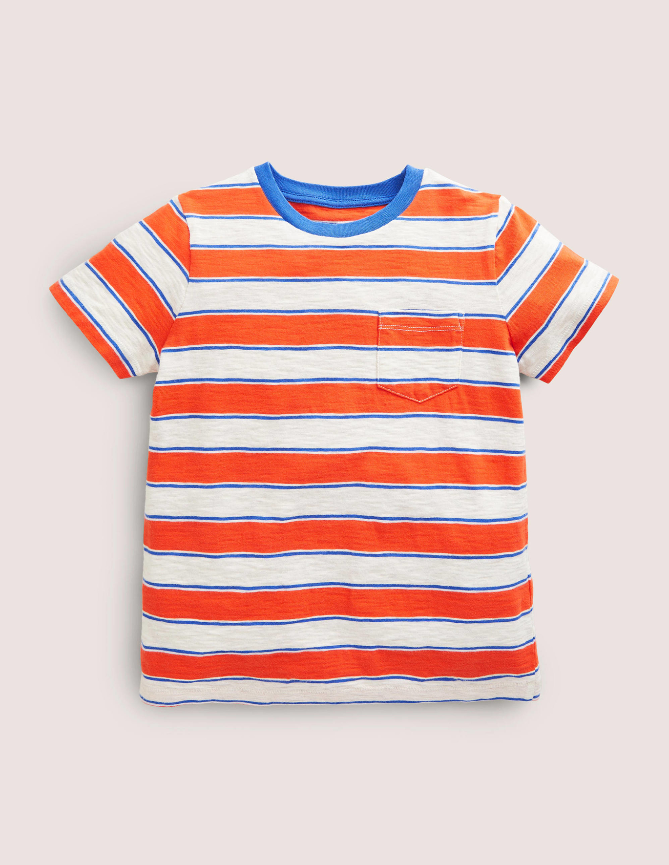 Boden Slub Wash T-shirt - Mandarin Red/ Oatmeal Marl