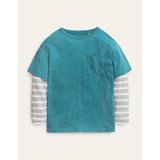 Boden Mock Long Sleeve T-Shirt - Brittany Blue