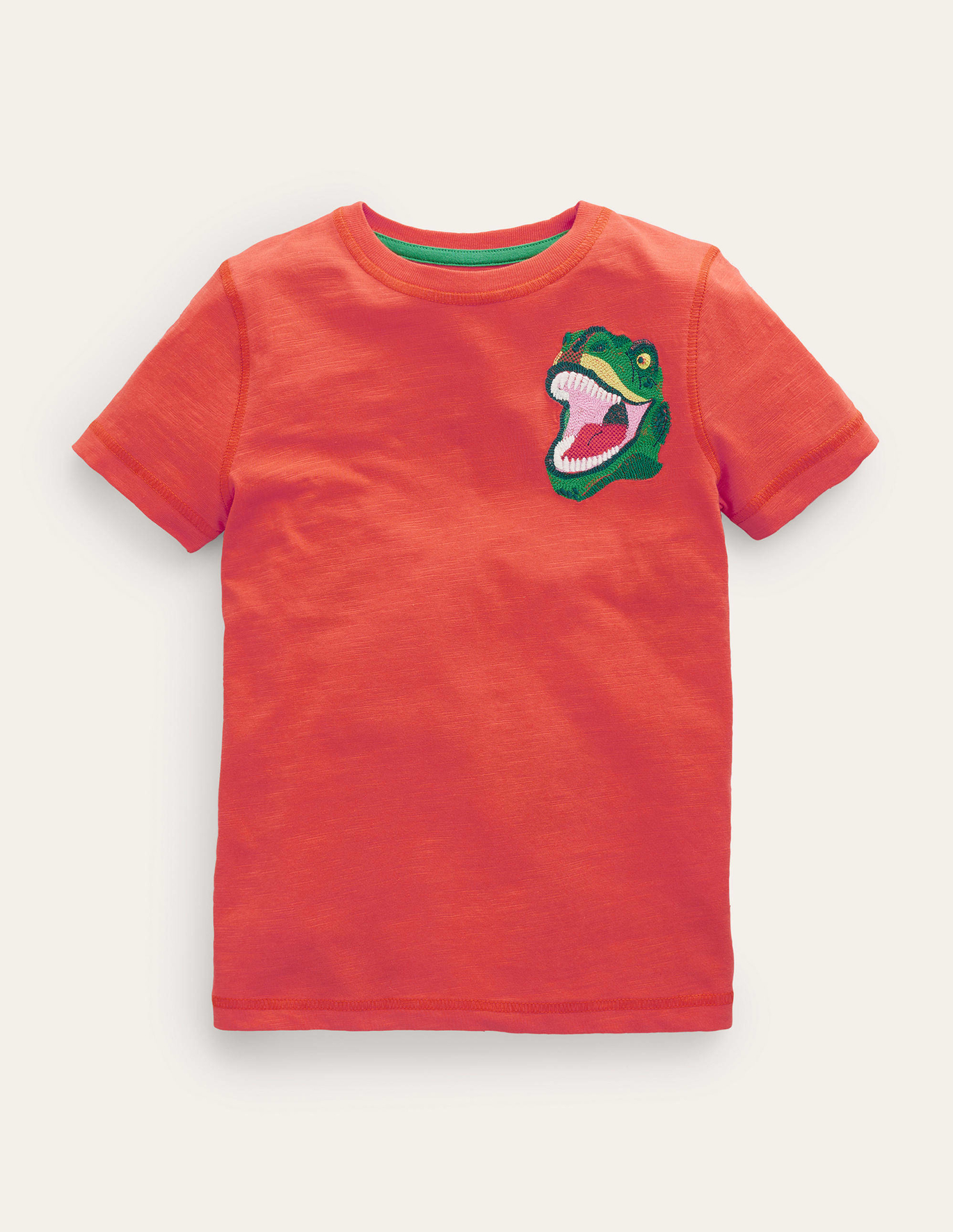 보덴 Boden Super Stitch Slub T-shirt - Mandarin Orange Dinosaur