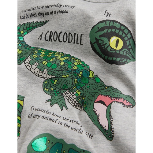 보덴 Boden Printed Educational T-shirt - Grey Marl Crocodiles