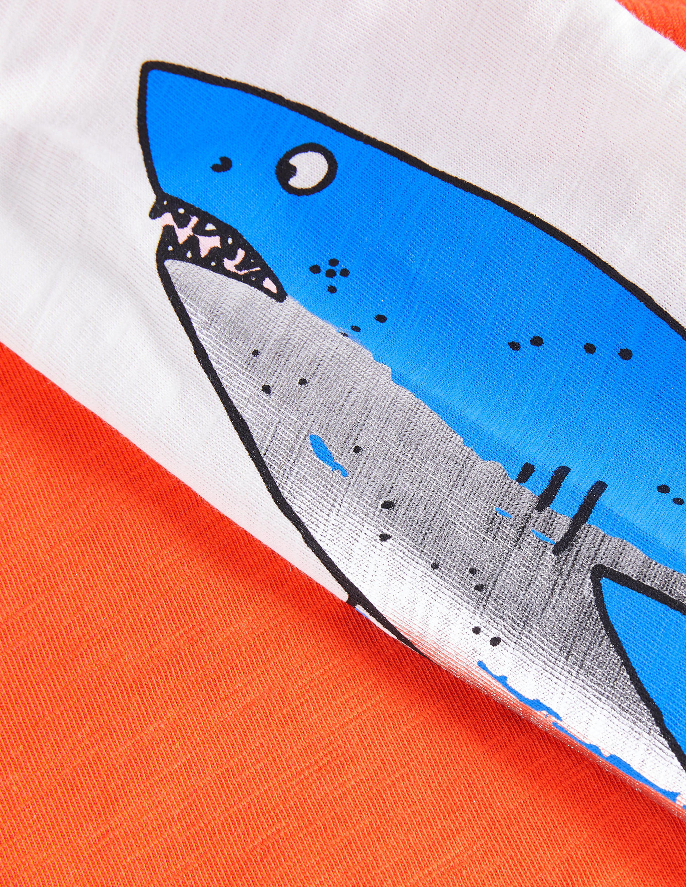 보덴 Boden Logo Placement T-Shirt - Mandarin Red/Ivory Sharks