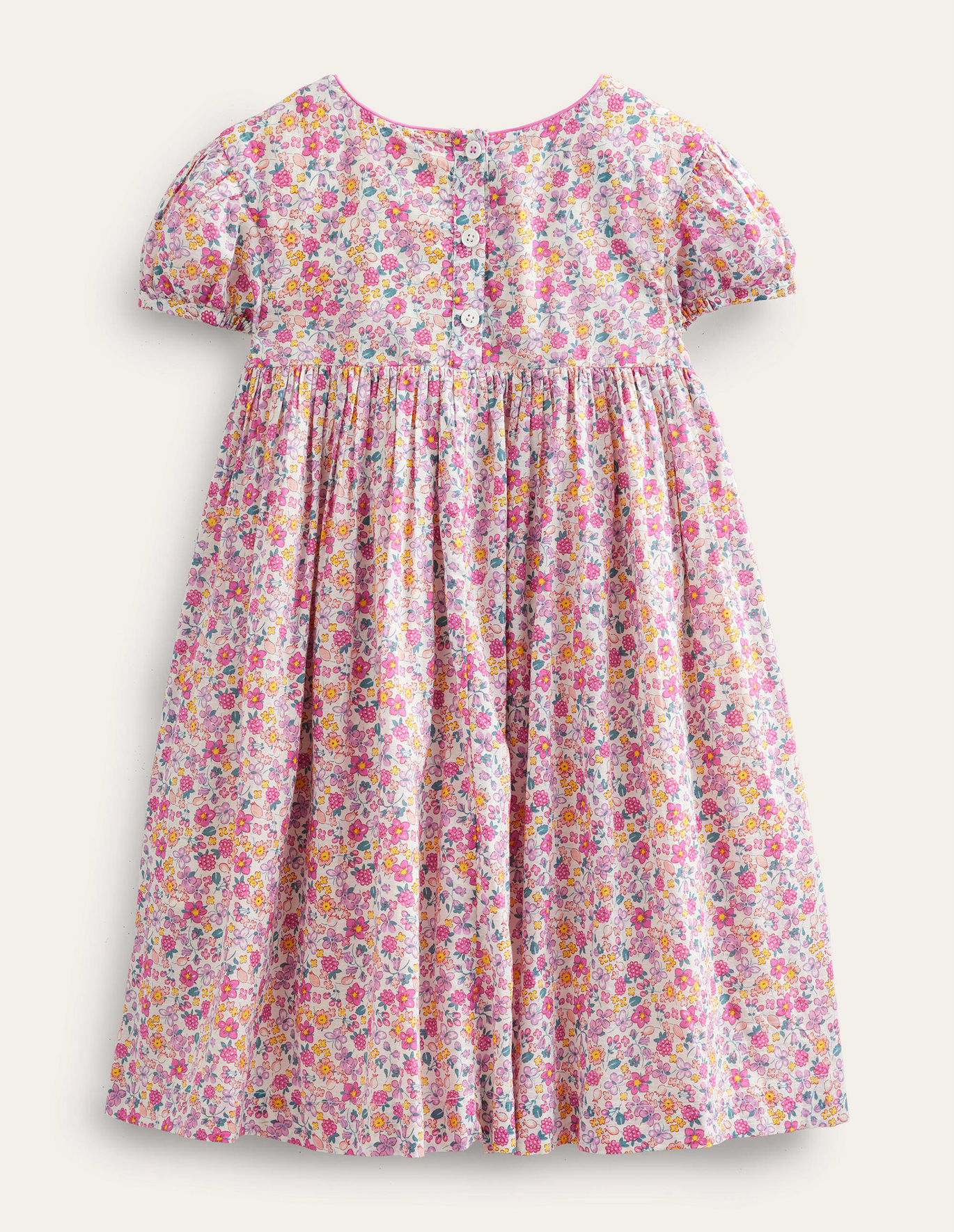 보덴 Boden Nostalgic Smocked Dress - Bright Petal Floral