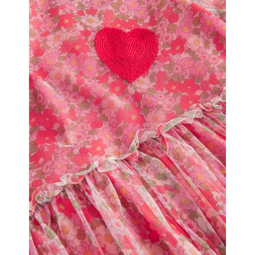 보덴 Boden Tulle Dress - Jam Red Flowerbed Hearts