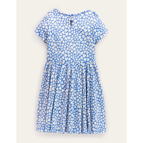 보덴 Boden Frilly Twirly Dress - Penzance Blue Hearts