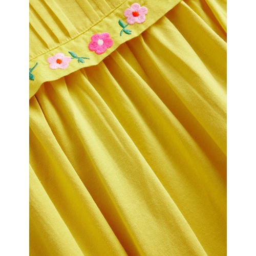 보덴 Boden Embroidered Yoke Jersey Dress - Sweetcorn Yellow