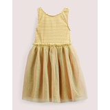 Boden Tulle Jersey Dress - Gold