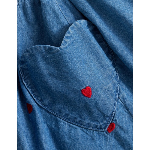 보덴 Boden Woven Twirly Skirt - Mid Vintage Denim Hearts