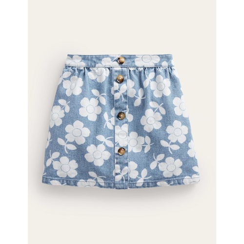 보덴 Boden Denim Button Through Skirt - Denim Flower