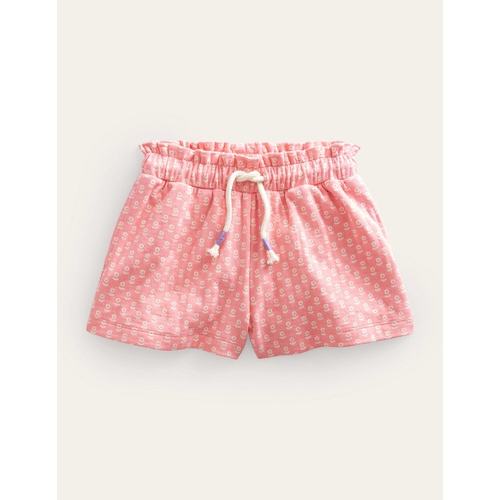 보덴 Boden Ruffle Waist Sweat Shorts - Crab Apple Pink Floral