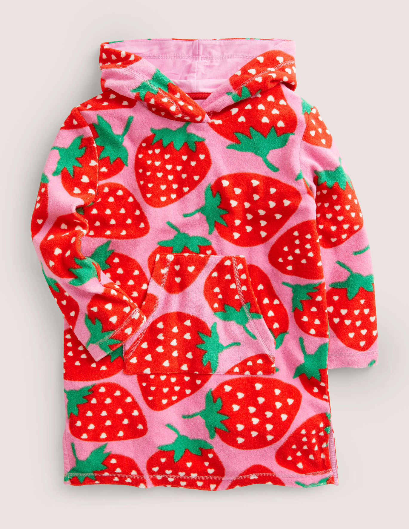 Boden Pattern Towelling Beach Dress - Tickled Pink Strawberries