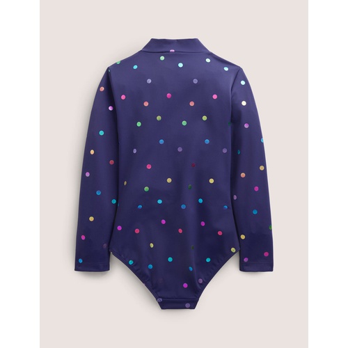 보덴 Boden Long-sleeved Swimsuit - Blue Rainbow Foil Confetti