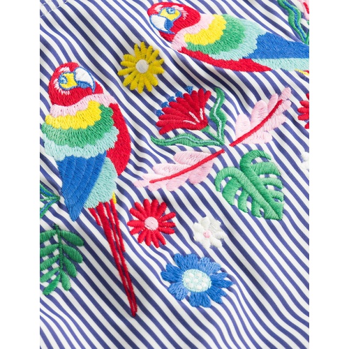 보덴 Boden Embroidered Swimsuit - Starboard Ivory stripe, Parrot