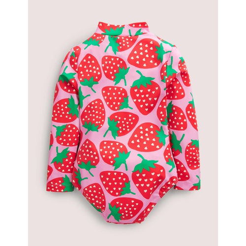 보덴 Boden Long-sleeved Swimsuit - Tickled Pink Strawberries
