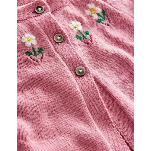 보덴 Boden Embroidered Flower Cardigan - Almond Pink Marl