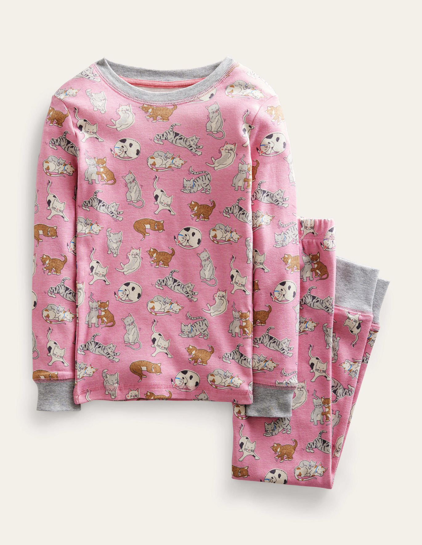 Boden Snug Long John Pyjamas - Formica Pink Cats