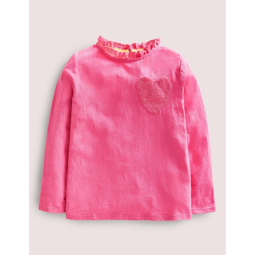 보덴 Boden LS Broderie Pocket T-shirt - Sweet William Pink