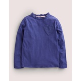 Boden LS Broderie Pocket T-shirt - Soft Starboard Blue