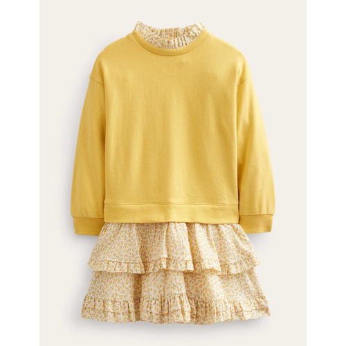 보덴 Boden Sweat Woven Mix Dress - Sweet Honeycomb Yellow