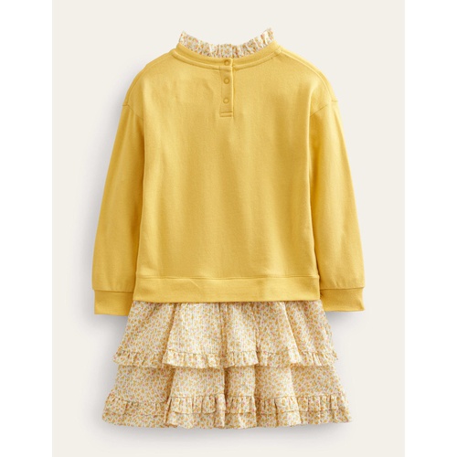 보덴 Boden Sweat Woven Mix Dress - Sweet Honeycomb Yellow