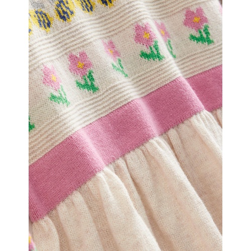 보덴 Boden Flower Pointelle Knit Dress - Ecru Marl