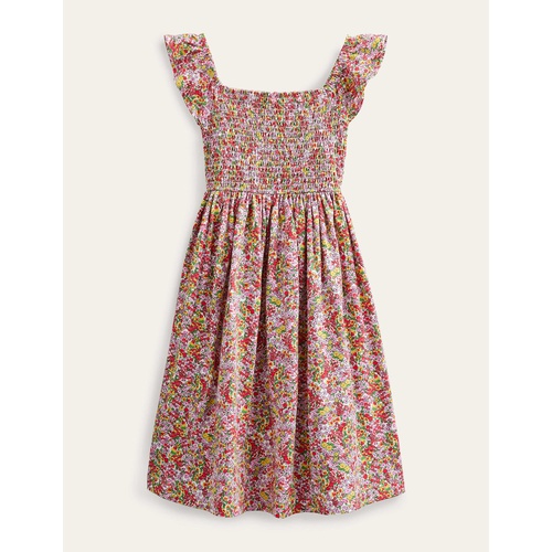 보덴 Boden Shirred Jersey Dress - Peach Punch Spring Time Floral