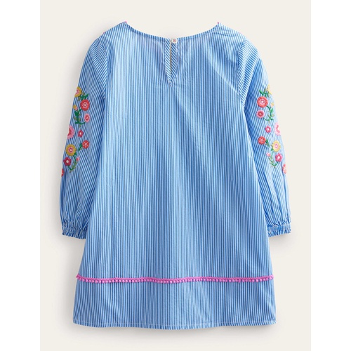 보덴 Boden Long-sleeve Embroidered Kaftan - Ivory and Blue Stripe