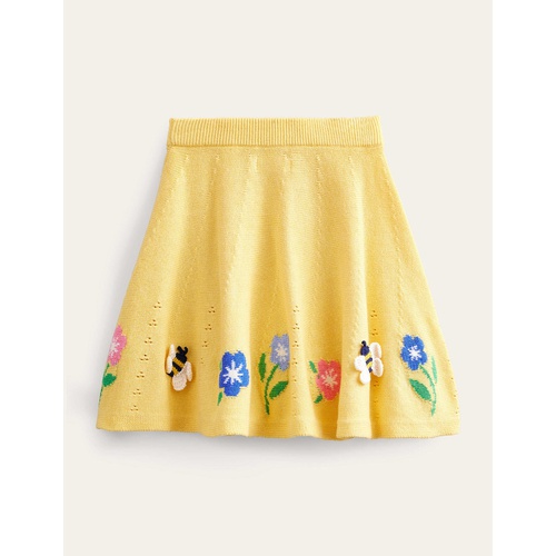 보덴 Boden Embroidered Knitted Skirt - Soft Lemon