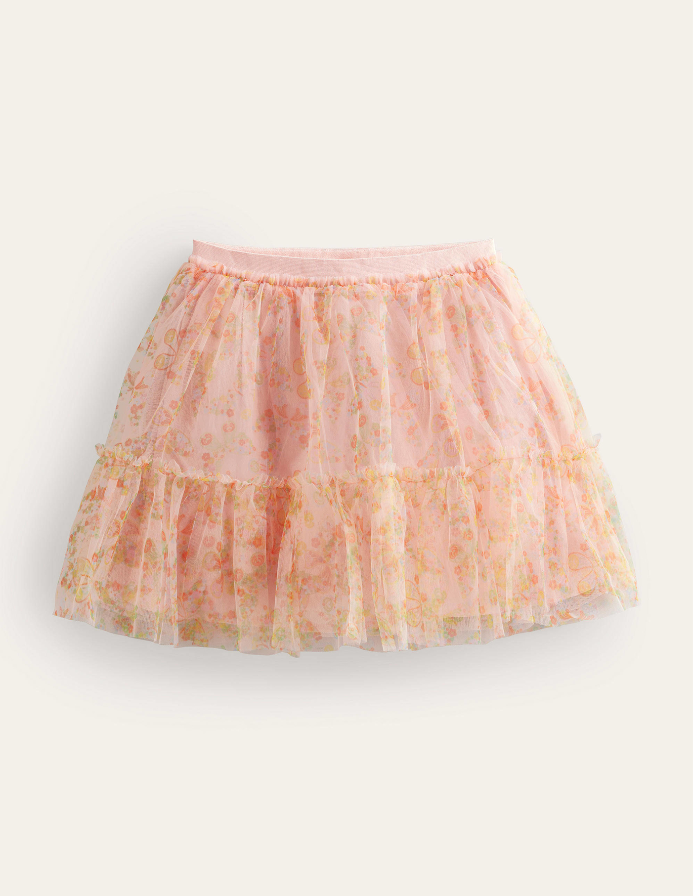 Boden Printed Tiered Tulle Skirt - Rose Pink Butterflies