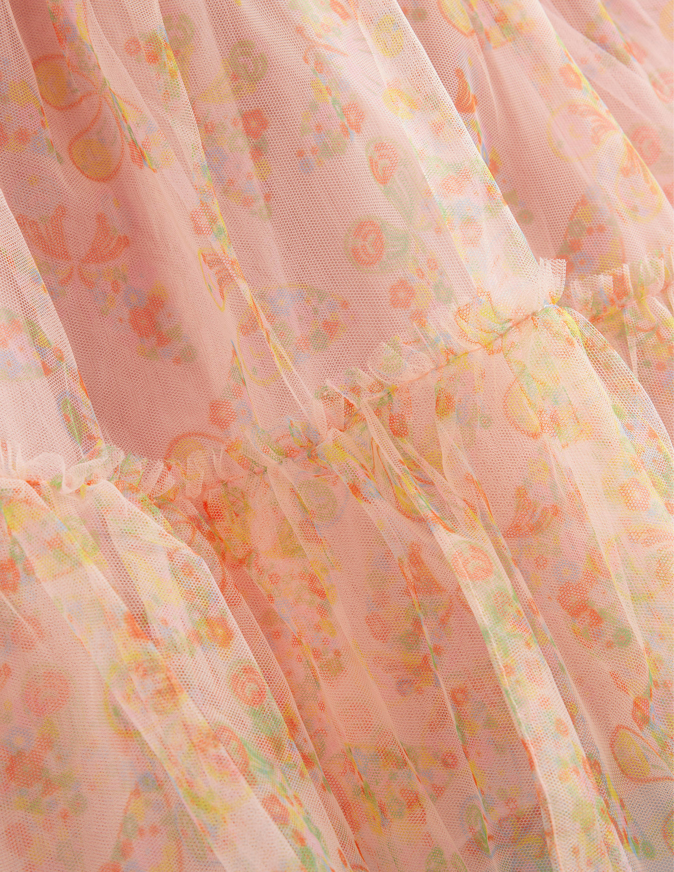 보덴 Boden Printed Tiered Tulle Skirt - Rose Pink Butterflies