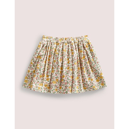 보덴 Boden Cord Applique Skirt - Vanilla Vintage Floral Puppies