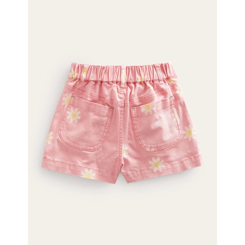 보덴 Boden High Waisted Denim Shorts - Pink Daisy Stamp