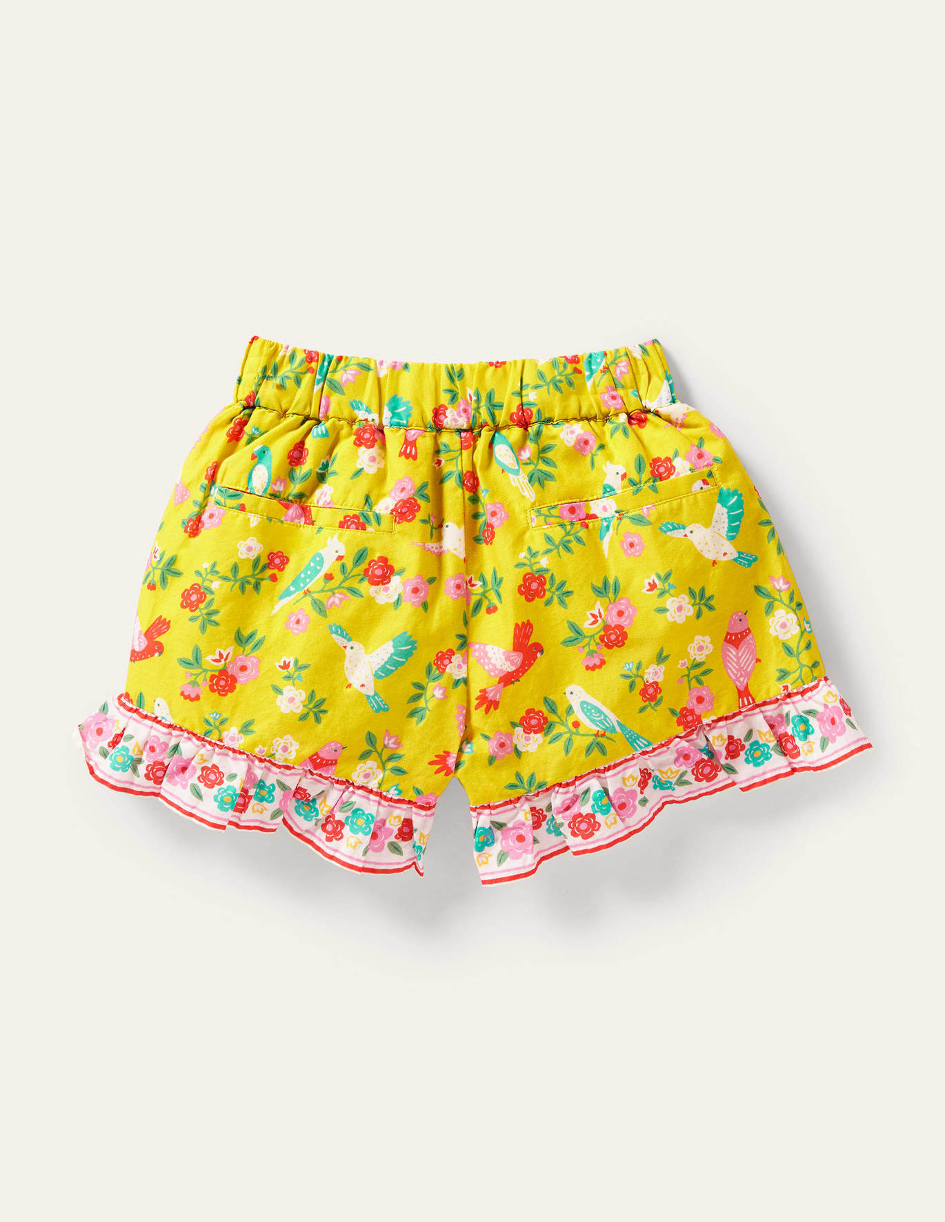 보덴 Boden Frill Hem Printed Shorts - Sweetcorn Yellow Tropical