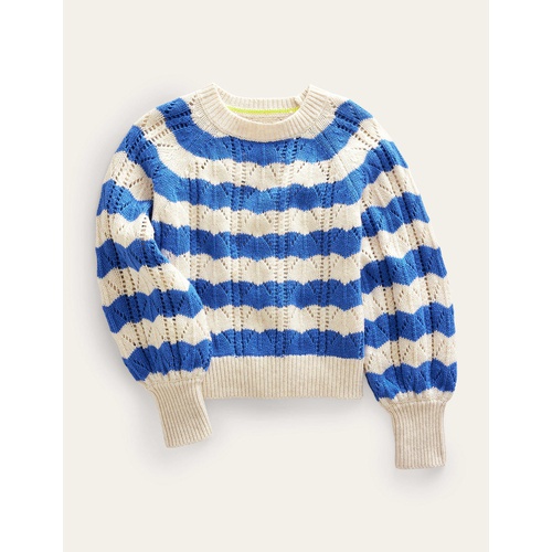 보덴 Boden Volume Sleeve Texture Sweater - Blue Stripe