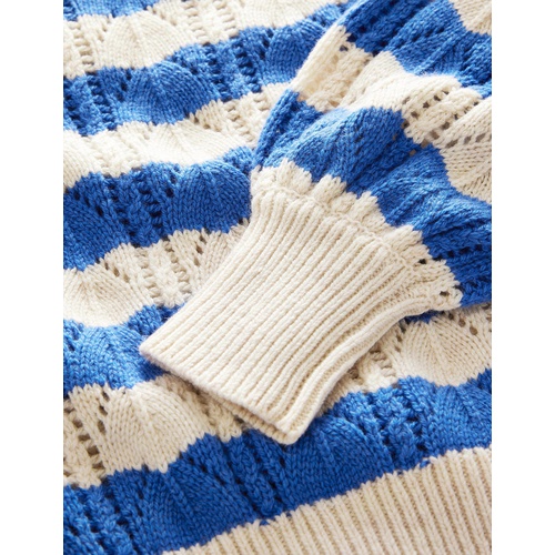 보덴 Boden Volume Sleeve Texture Sweater - Blue Stripe